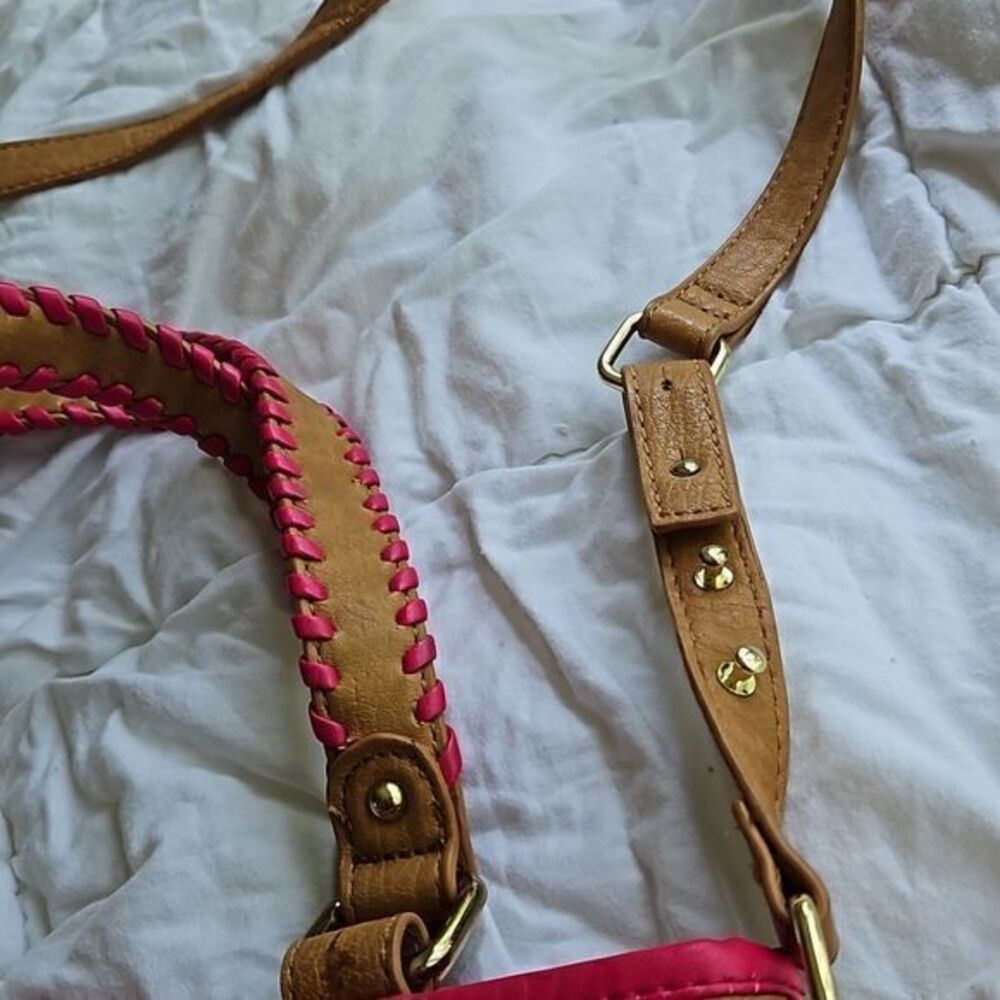 Steve Madden Pink and Tan Shoulder Bag with Fringe - Picture 7 of 16
